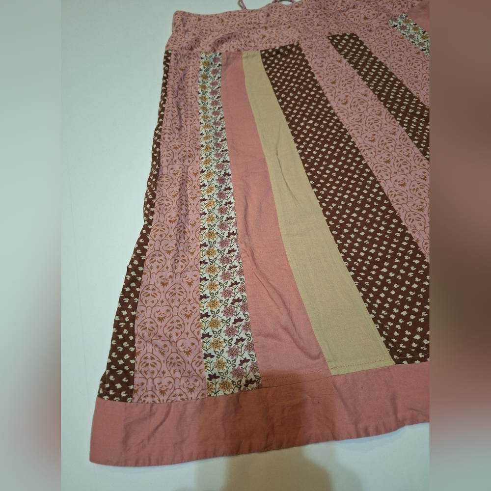Y2K American Eagle Patchwork Boho Cotton Skirt Si… - image 2
